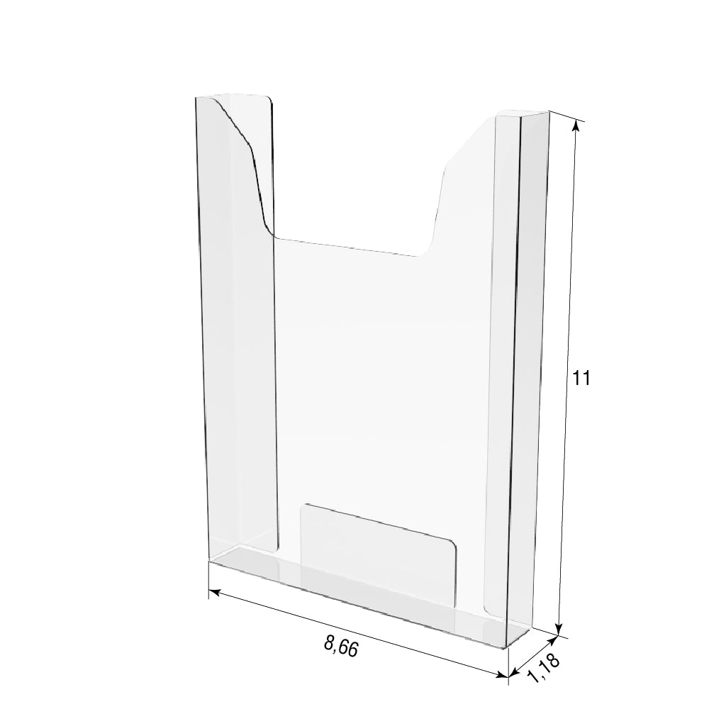 Set 5pcs, Acrylic paper holder A4 format vertical 11x8.66x1.18, wall mounted document holder, with mounting tape, Booklet display, PET clear brochure display