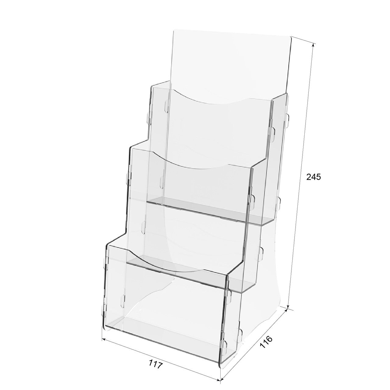 Set of 2 pcs, Desktop Brochure Holder A6, Acrylic Stand For Brochures 245x117x116mm, Advertising Display Holder, Acrylic Display For Brochures, Stand For Brochures And Flyers, Acrylic Paper Holder