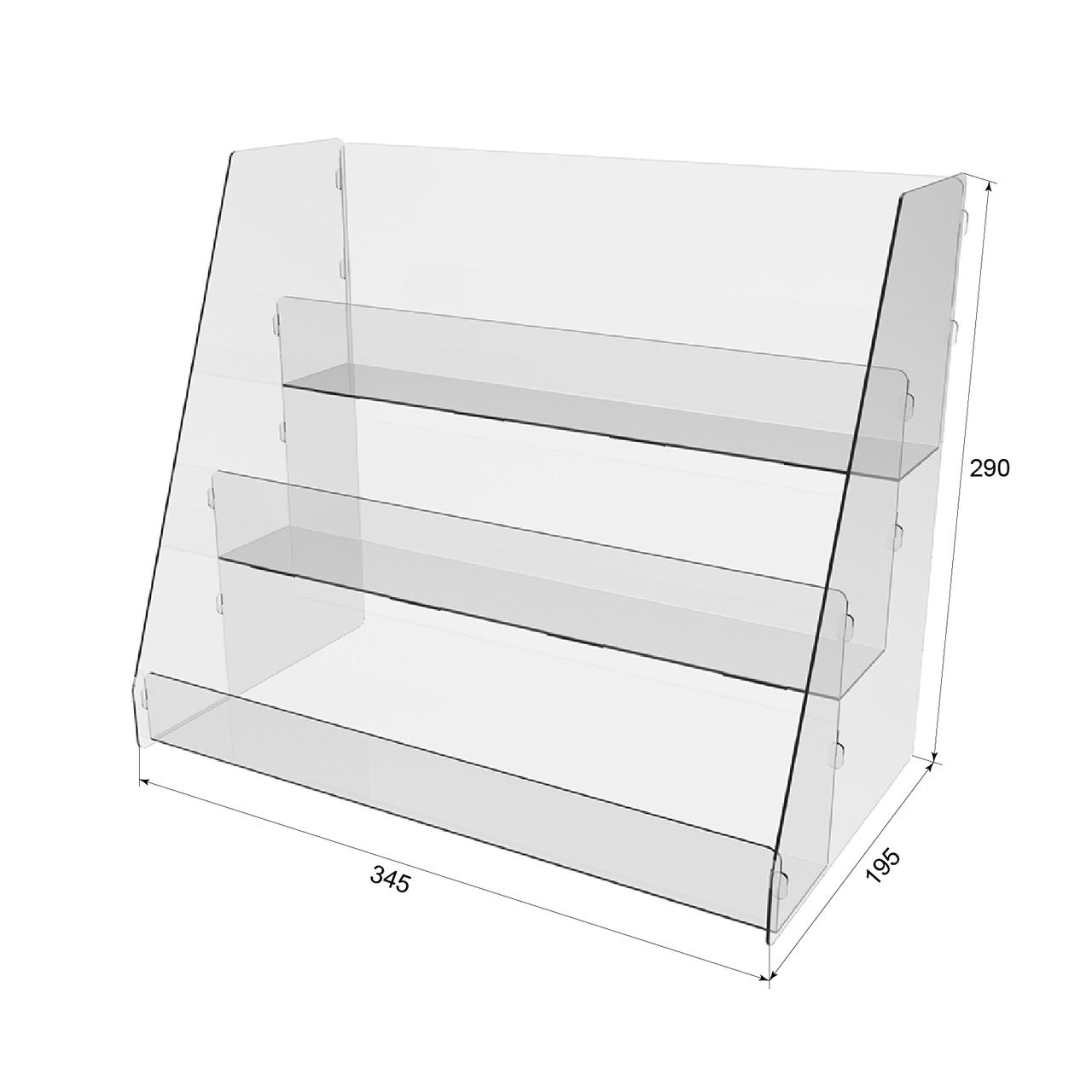 Acrylic stand for products 3step 345x195x290mm, Acrylic display, Acrylic Organizer for products, Acrylic Stand, Acrylic Showcase