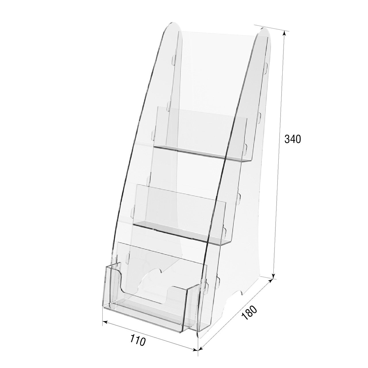 Booklet holder, Euro Flyer Stand 110x180x340mm, Acrylic Stand, Acrylic Display, Advertising Stand, Exhibition Equipment, Information Stand, Acrylic Brochure Holder