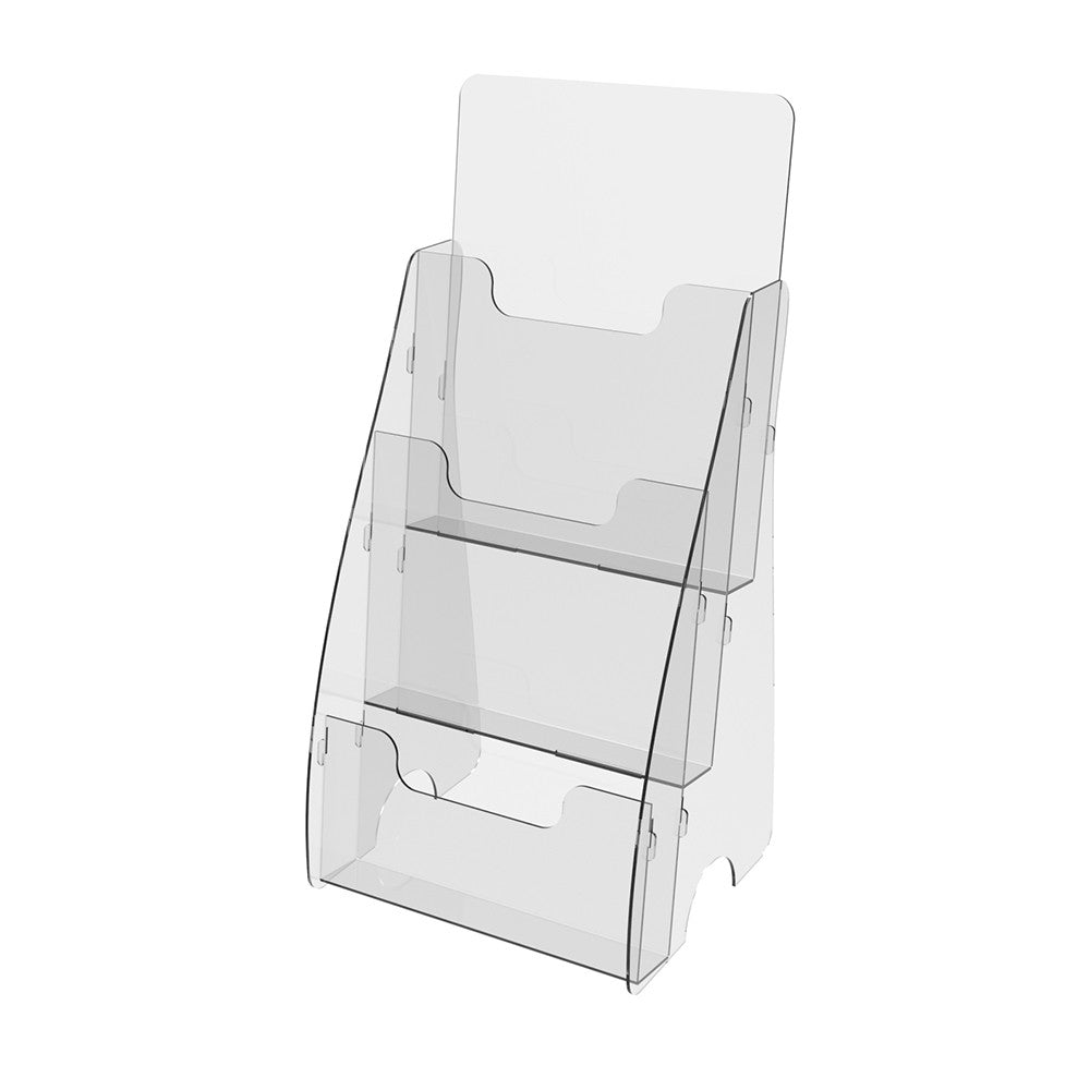 Set 2 piezas, Portafolletos de sobremesa A5, Soporte acrílico para folletos 259x140x267mm, Soporte para expositores publicitarios, Expositor acrílico para folletos, Soporte para folletos y volantes, Soporte de papel acrílico