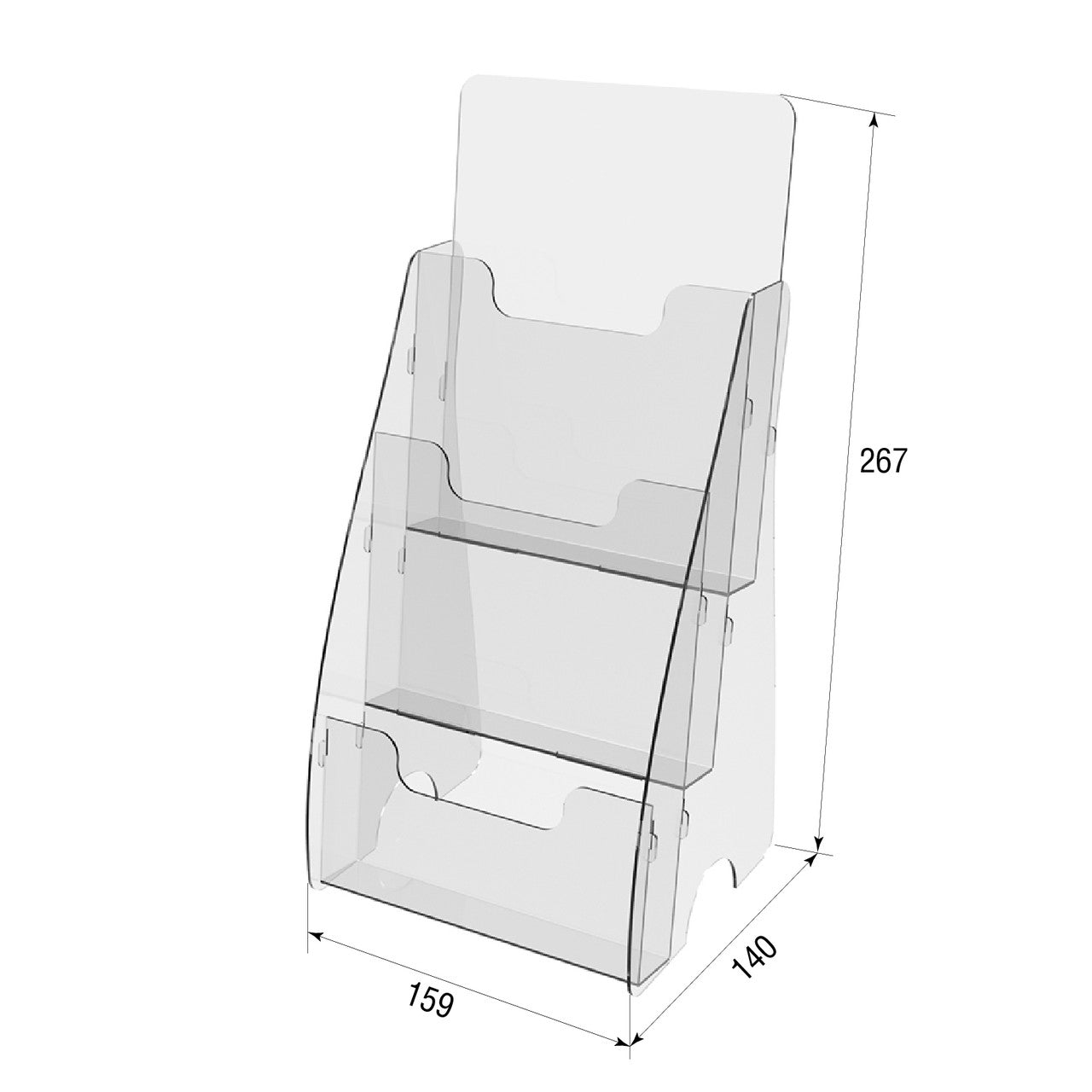 Set 2 piezas, Portafolletos de sobremesa A5, Soporte acrílico para folletos 259x140x267mm, Soporte para expositores publicitarios, Expositor acrílico para folletos, Soporte para folletos y volantes, Soporte de papel acrílico