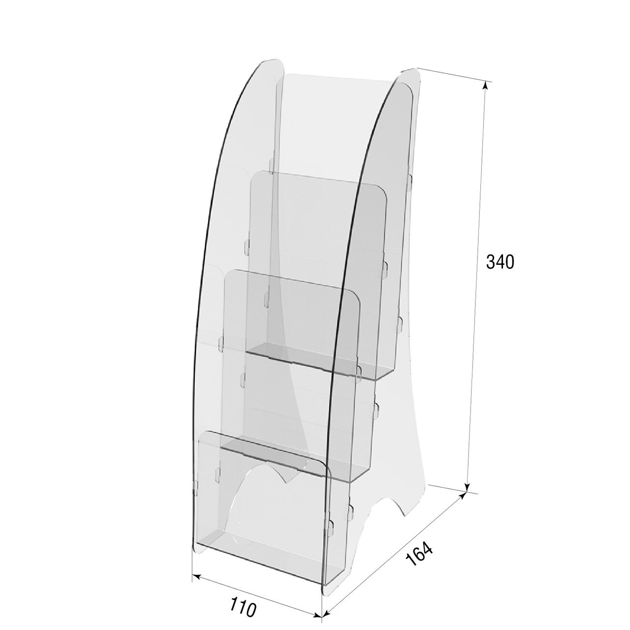 Booklet holder, Euro Flyer Stand 110x164x340 mm, Acrylic Stand, Acrylic Display, Advertising Stand, Exhibition Equipment, Information Stand, Acrylic Brochure Holder