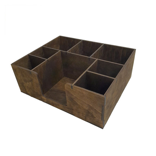 Organizer wooden brown with holes for lids