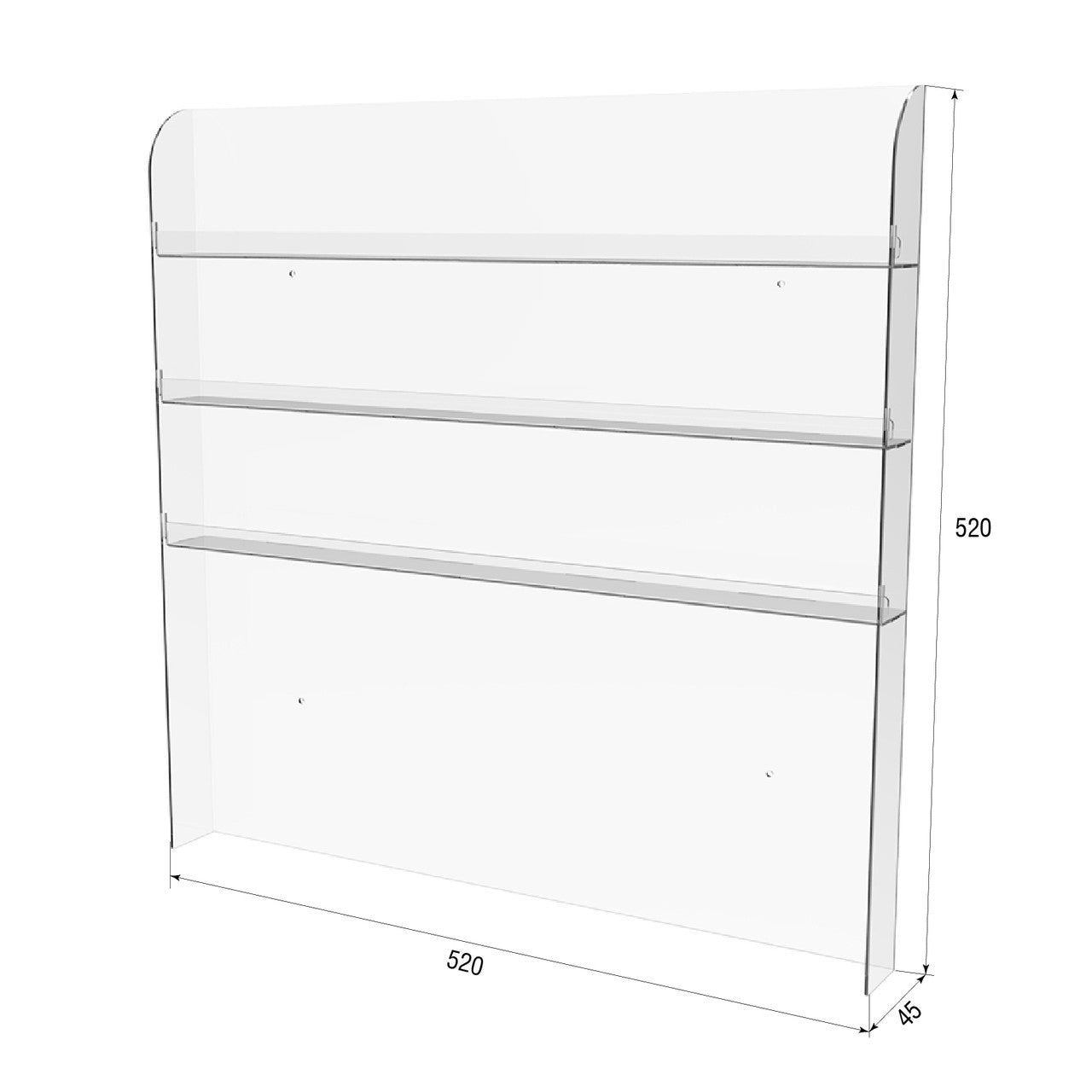 varnish display stand 520x45x520 mm 3 tiers