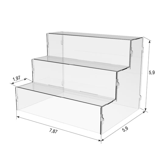 Soportes de exhibición de acrílico, organizador de perfumes de 3 niveles de 200 x 150 x 150 mm, estante de exhibición y soporte versátil para cupcakes, elevadores de exhibición para figuras, estantes de postres para fiestas para decoración