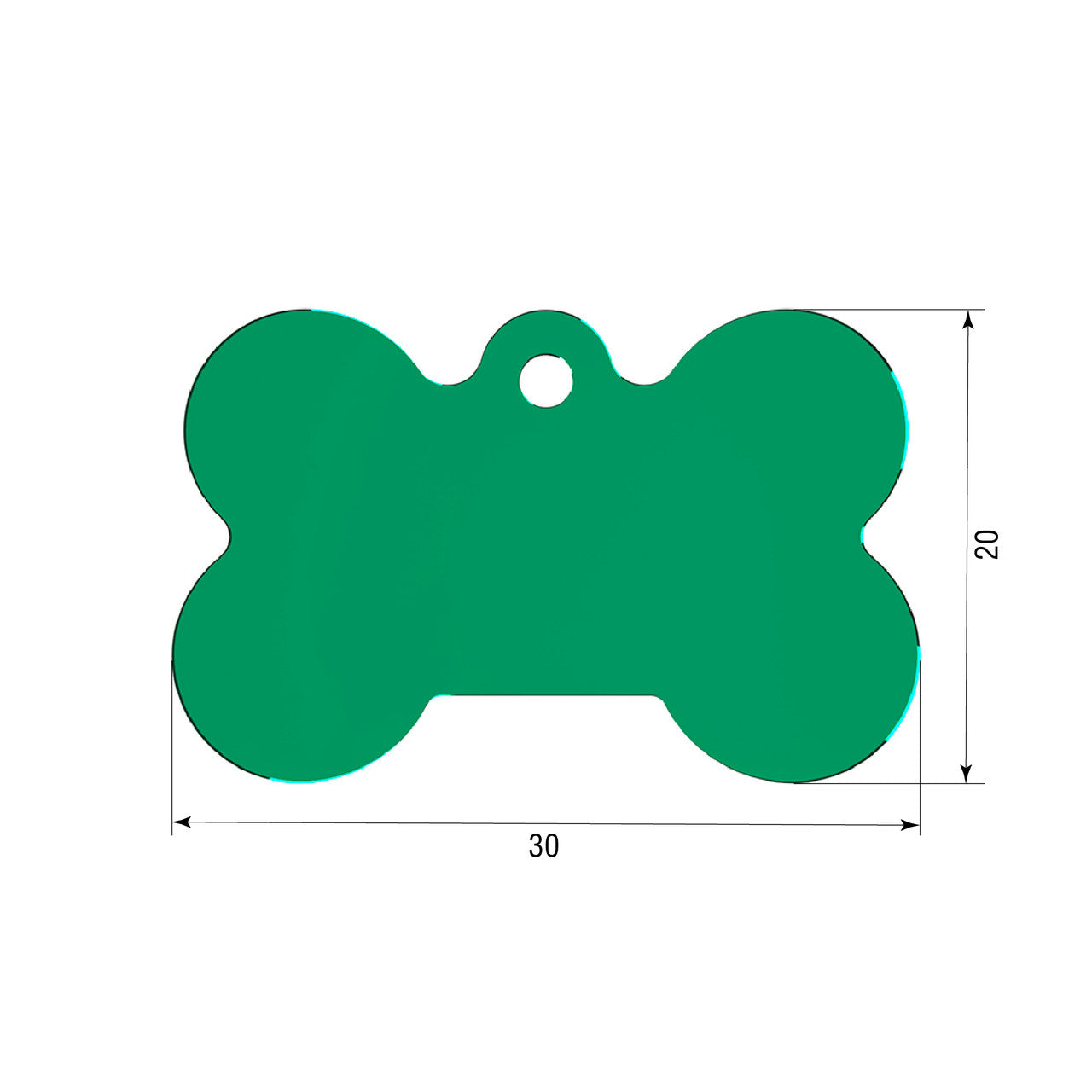 Dog ID Tag Green 30x20mm