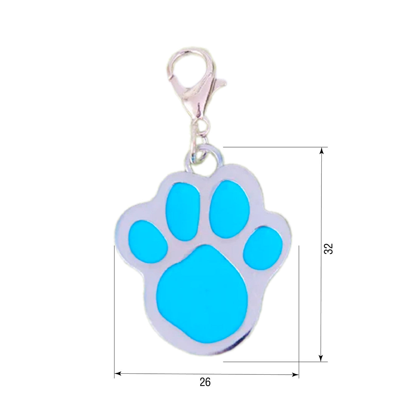 Dog ID Tag Paw Blue 26x32mm