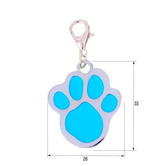 Dog ID Tag Paw Blue 26x32mm