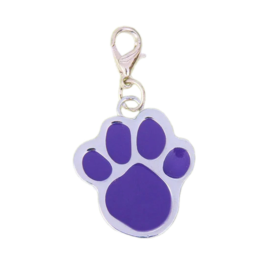 Dog ID Tag Paw Purple 26x32mm