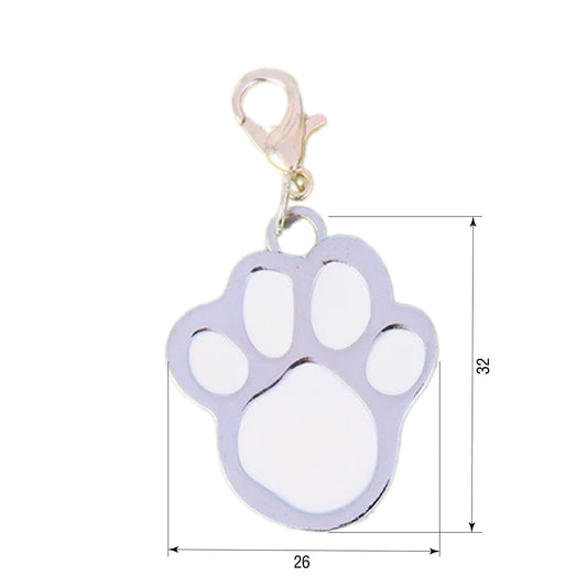 Dog ID Tag Paw White 26x32mm