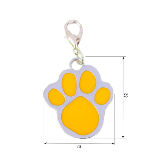 Dog ID Tag Paw Yellow 26x32mm
