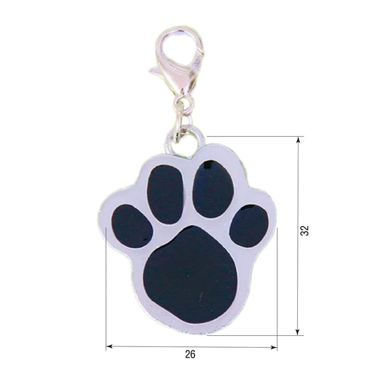 Dog ID Tag Paw Black 26x32mm