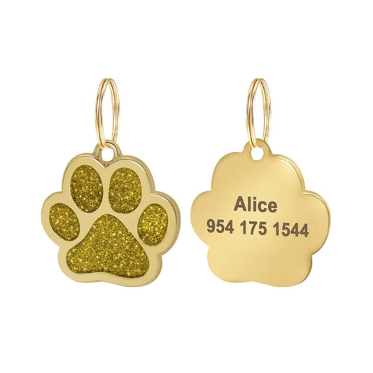 Cat ID Tag Gold Paw Gold 30x29 mm