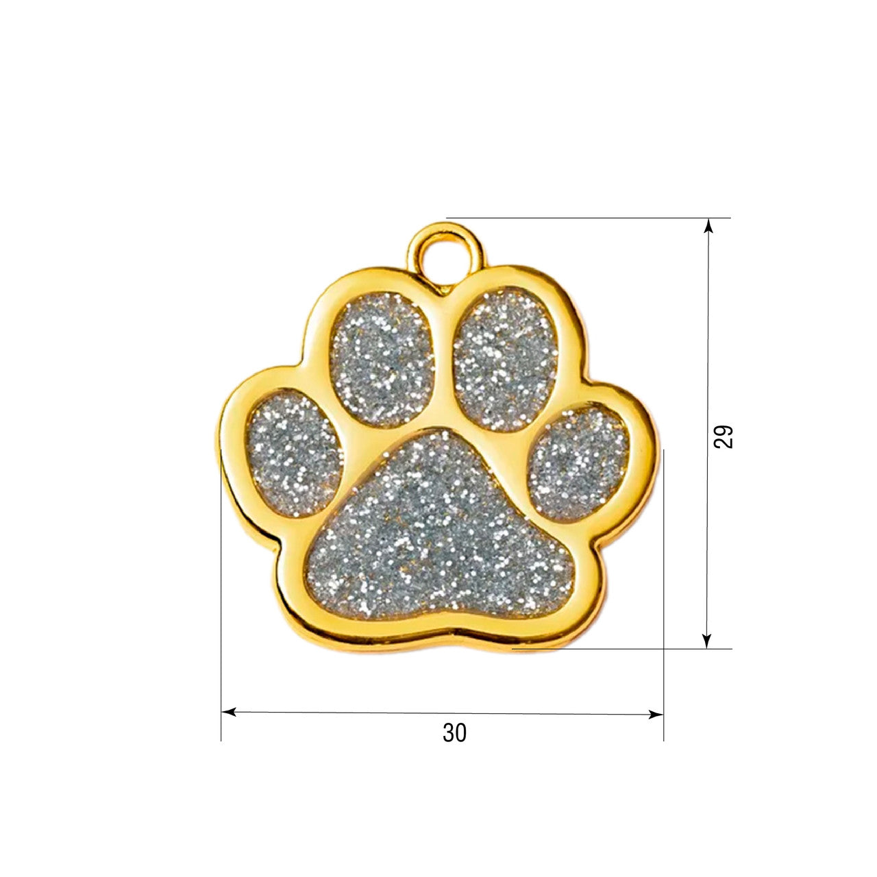Cat ID Tag Gold Paw Silver 30x29 mm