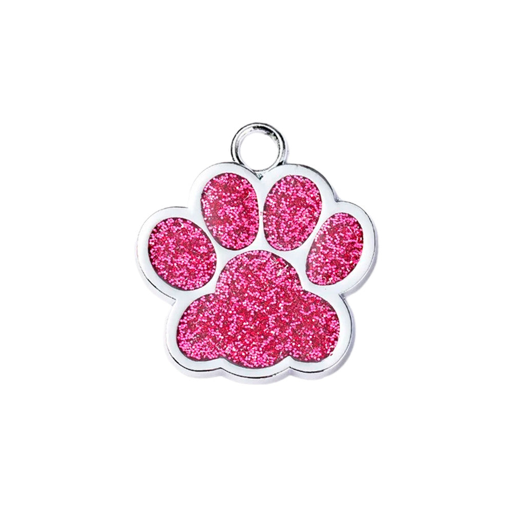 Cat ID Tag Silver Paw Crimson 25x27 mm