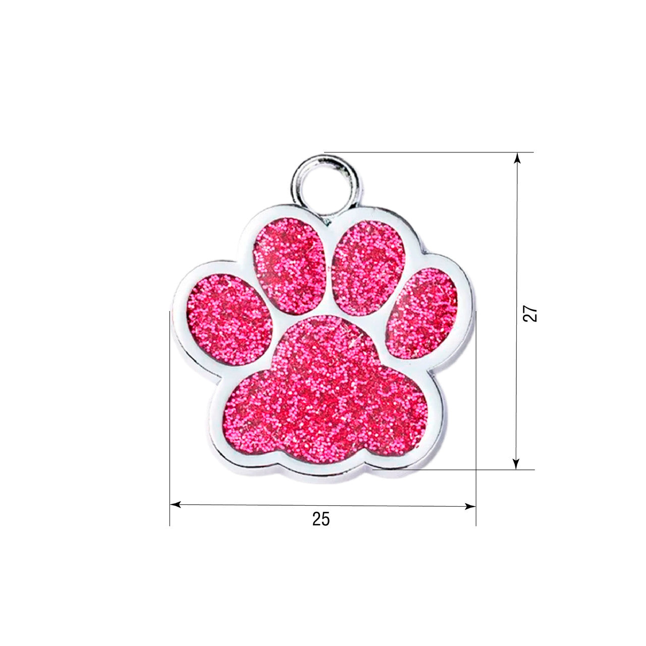 Cat ID Tag Silver Paw Crimson 25x27 mm