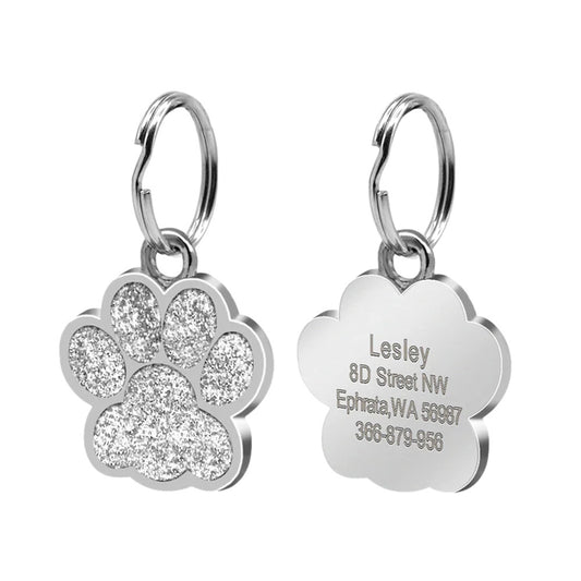 Cat ID Tag Silver Paw Silver 25x27 mm