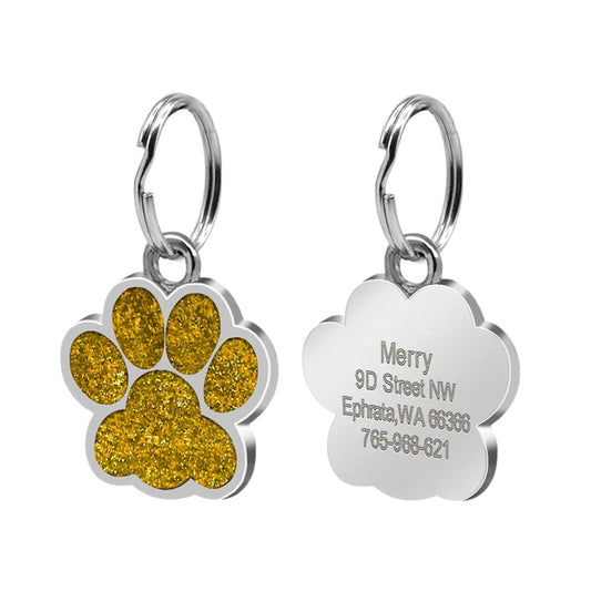 Cat ID Tag Silver Paw Gold 25x27 mm