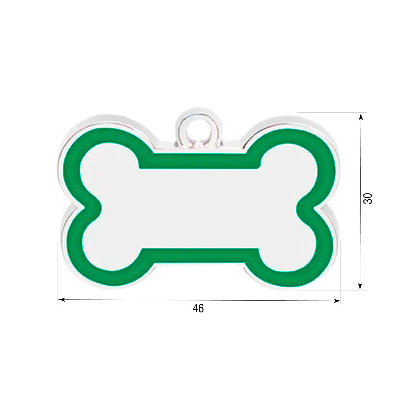 Dog ID tag Bone 46x30mm Green