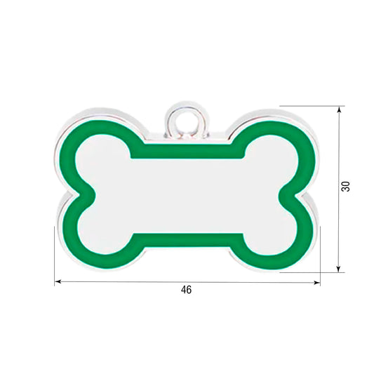 Dog ID tag Bone 46x30mm Green