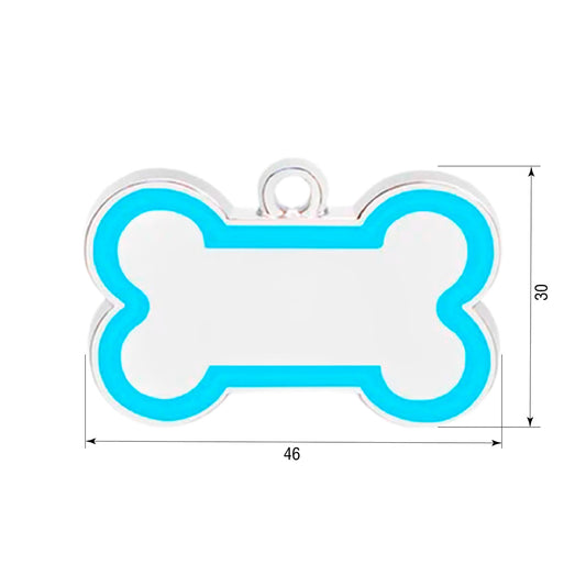 Dog ID Tag Bone 46x30mm Light Blue