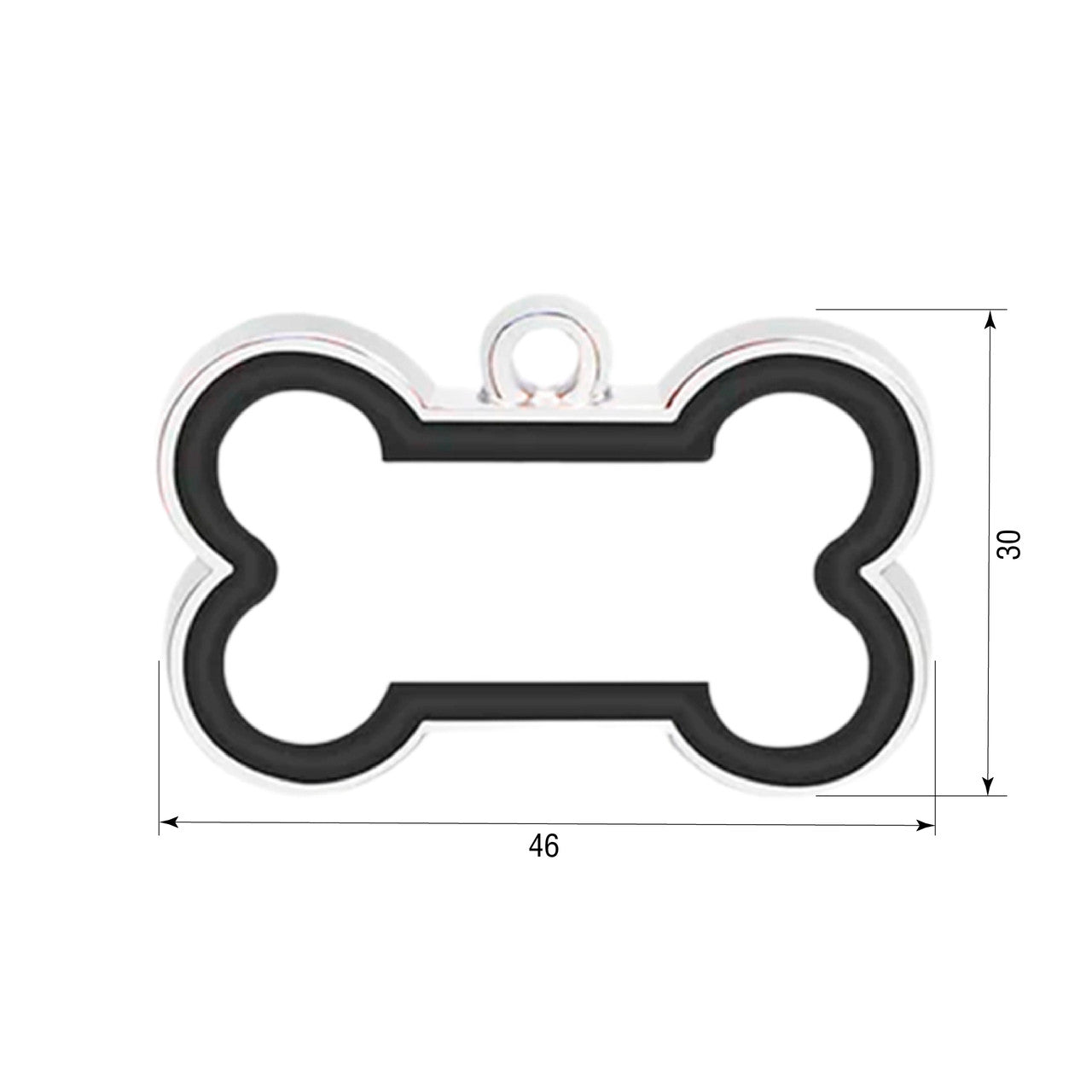 Dog ID tag Bone 46x30mm Black
