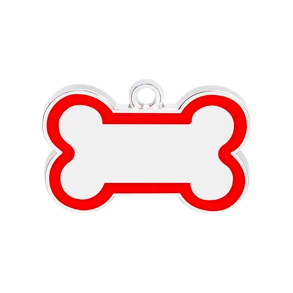 Dog ID Tag Bone 46x30mm Red