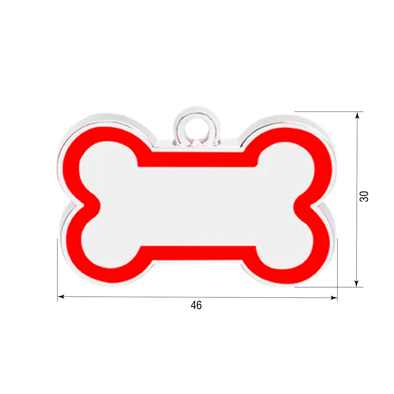 Dog ID Tag Bone 46x30mm Red