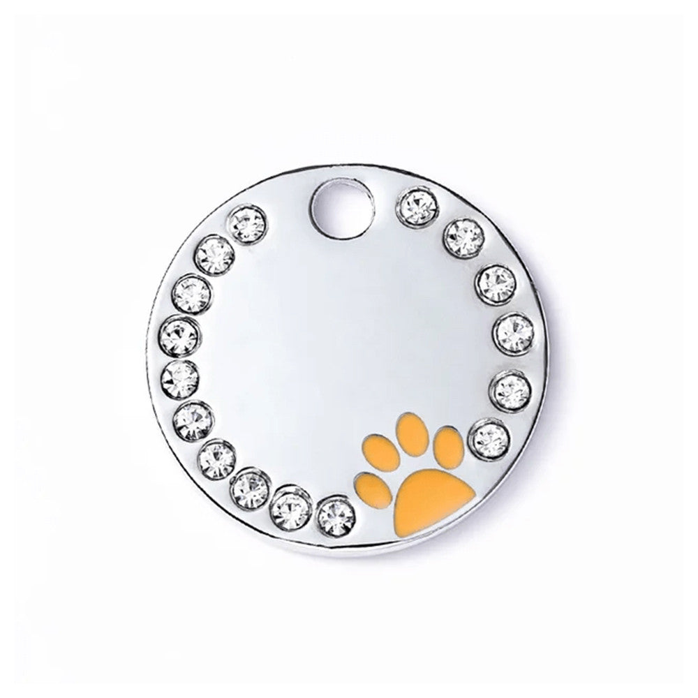 Dog ID Tag Circle Paw Orange 25x25mm