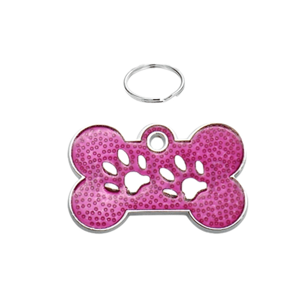 Dog ID Tag Bone Paws Crimson 31x19mm