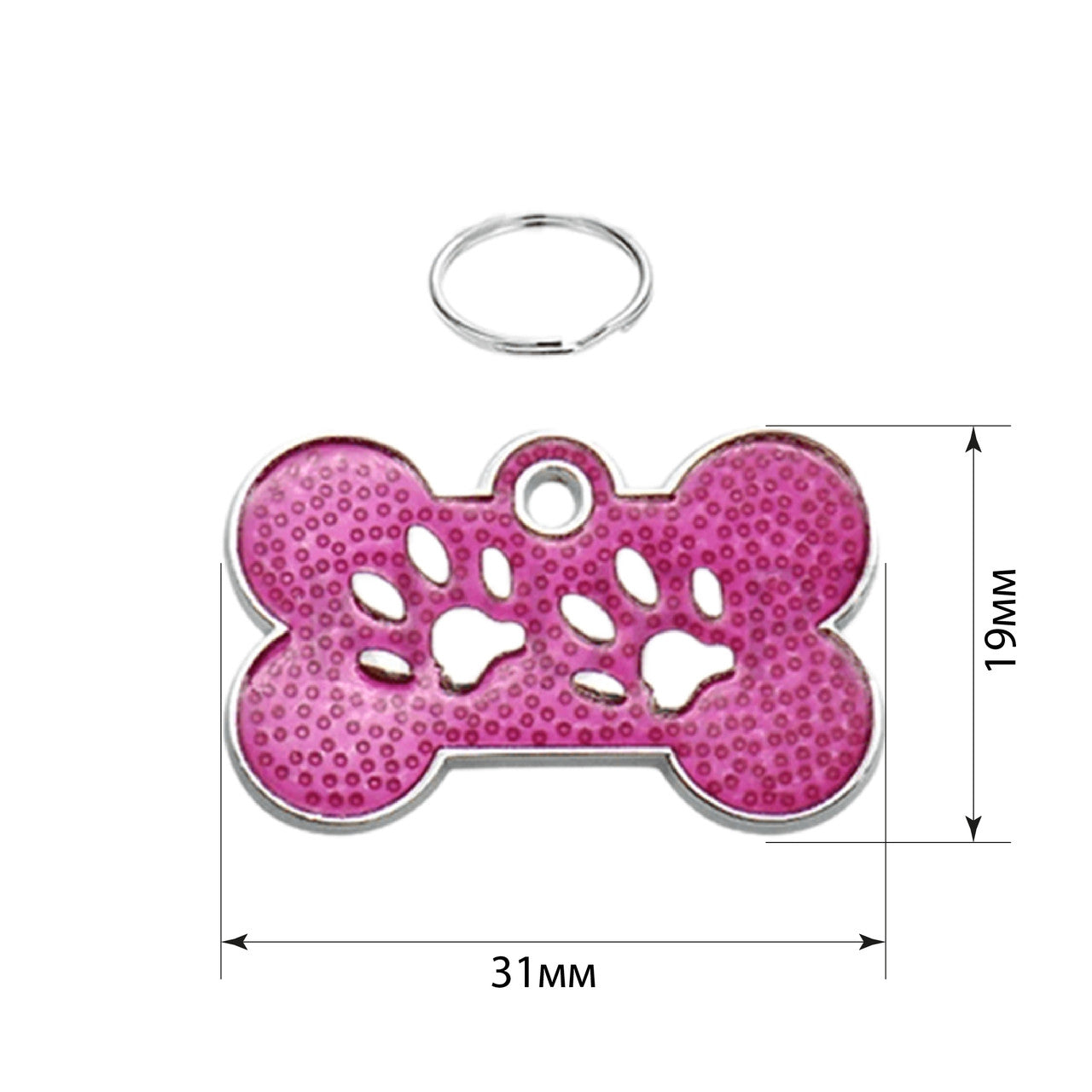 Dog ID Tag Bone Paws Crimson 31x19mm