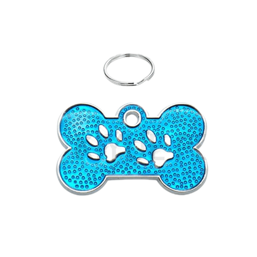 Dog ID Tag Bone Paws Blue 31x19mm