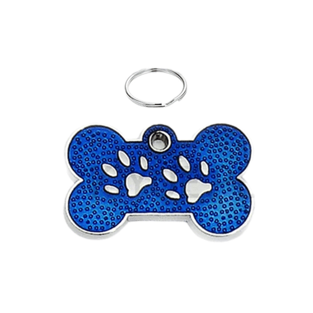 Dog ID Tag Bone Paws Native Blue 31x19mm