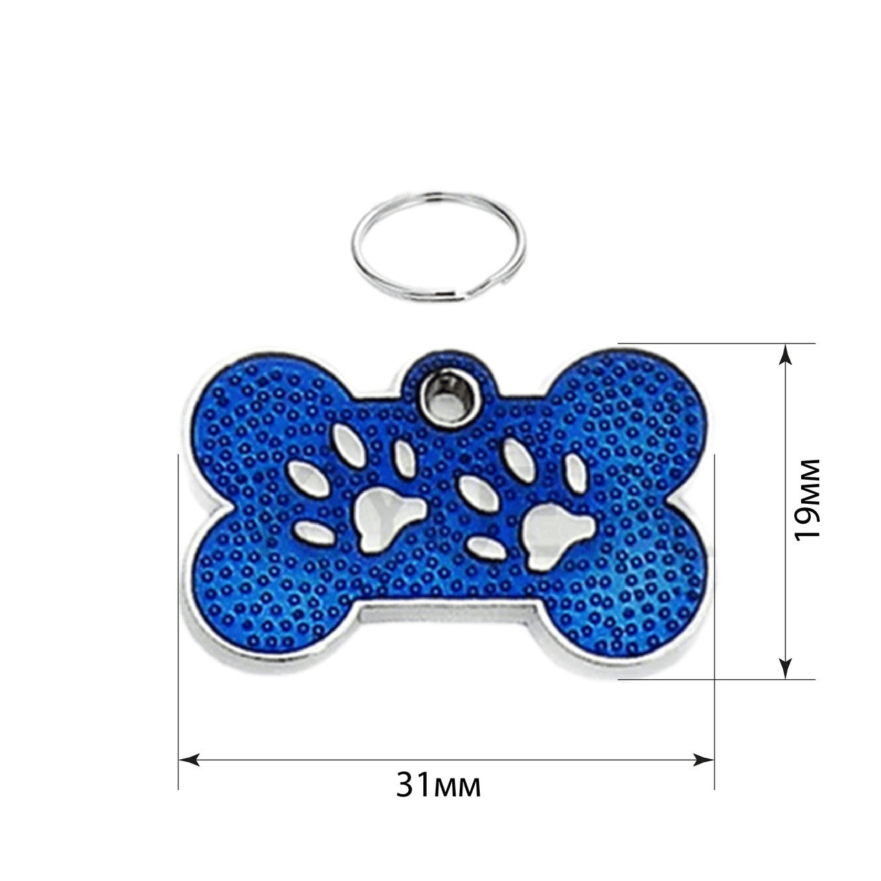Dog ID Tag Bone Paws Native Blue 31x19mm