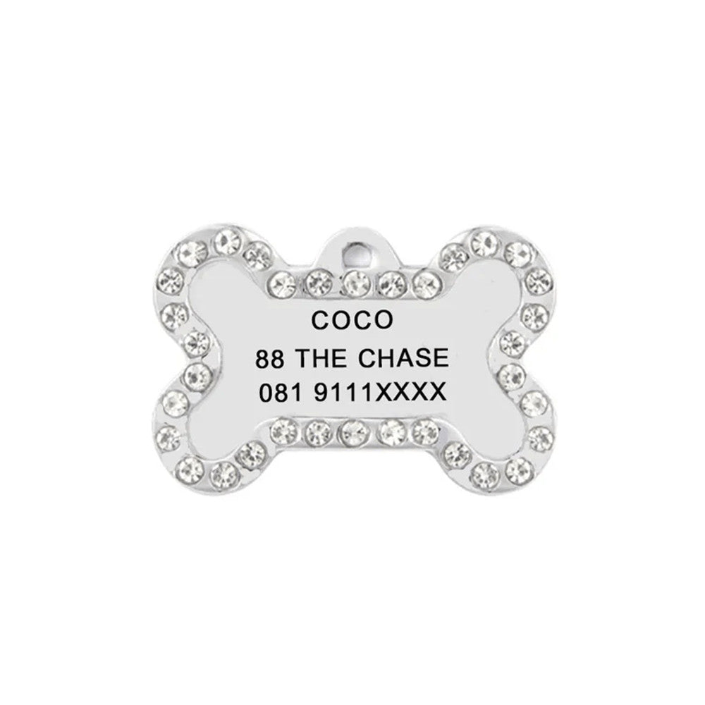 Dog ID Tag Bone Diamond 40x25mm
