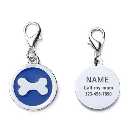 Placa de identificación para perro con forma de círculo, color azul nativo, 25 x 25 mm