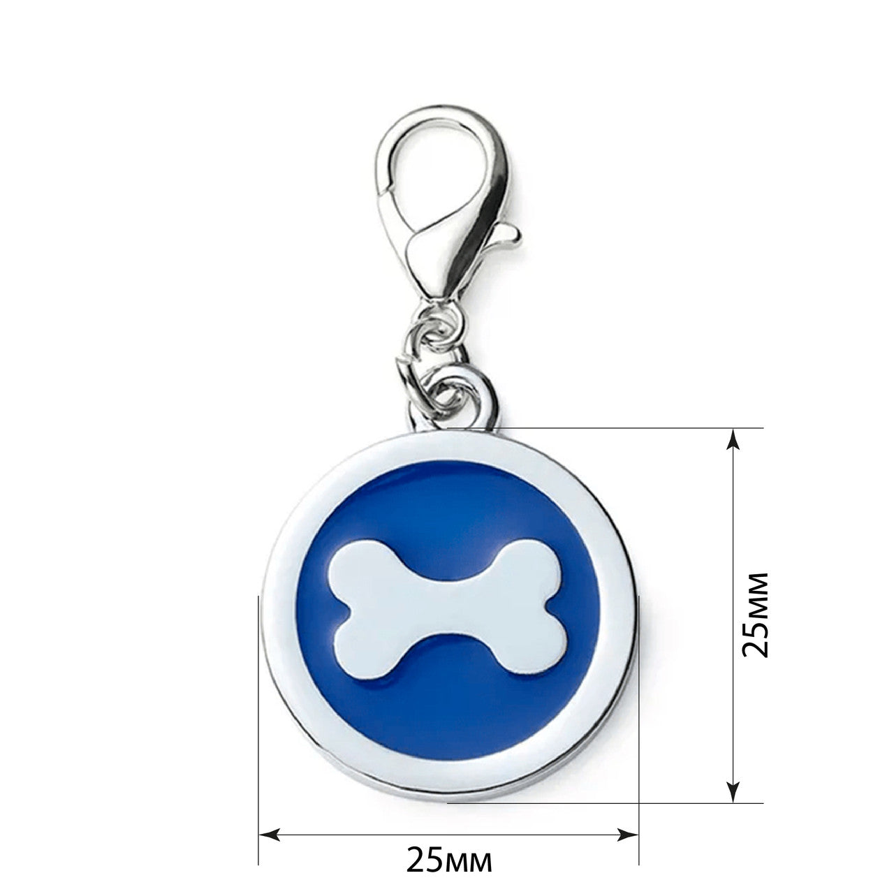 Placa de identificación para perro con forma de círculo, color azul nativo, 25 x 25 mm