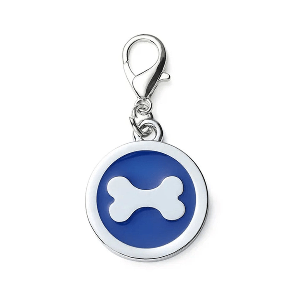 Placa de identificación para perro con forma de círculo, color azul nativo, 25 x 25 mm