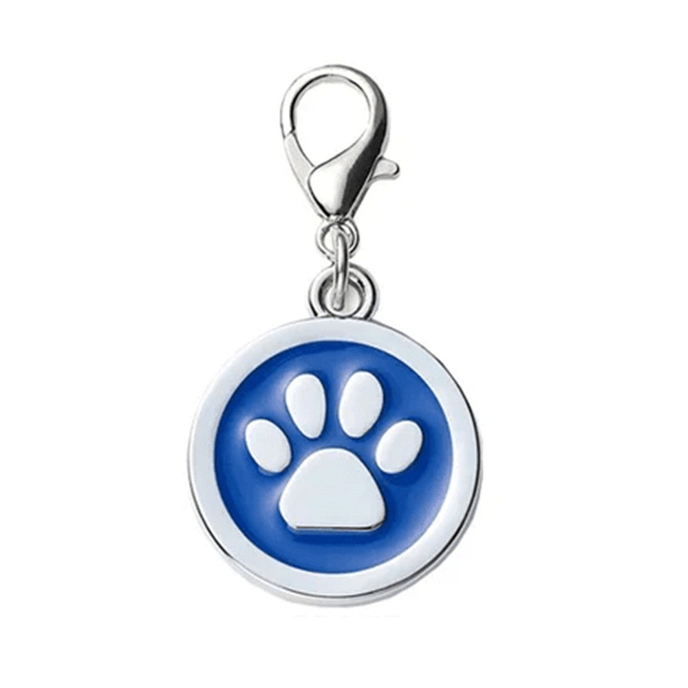 Dog ID Tag Circle Paw Native Blue 25x25mm