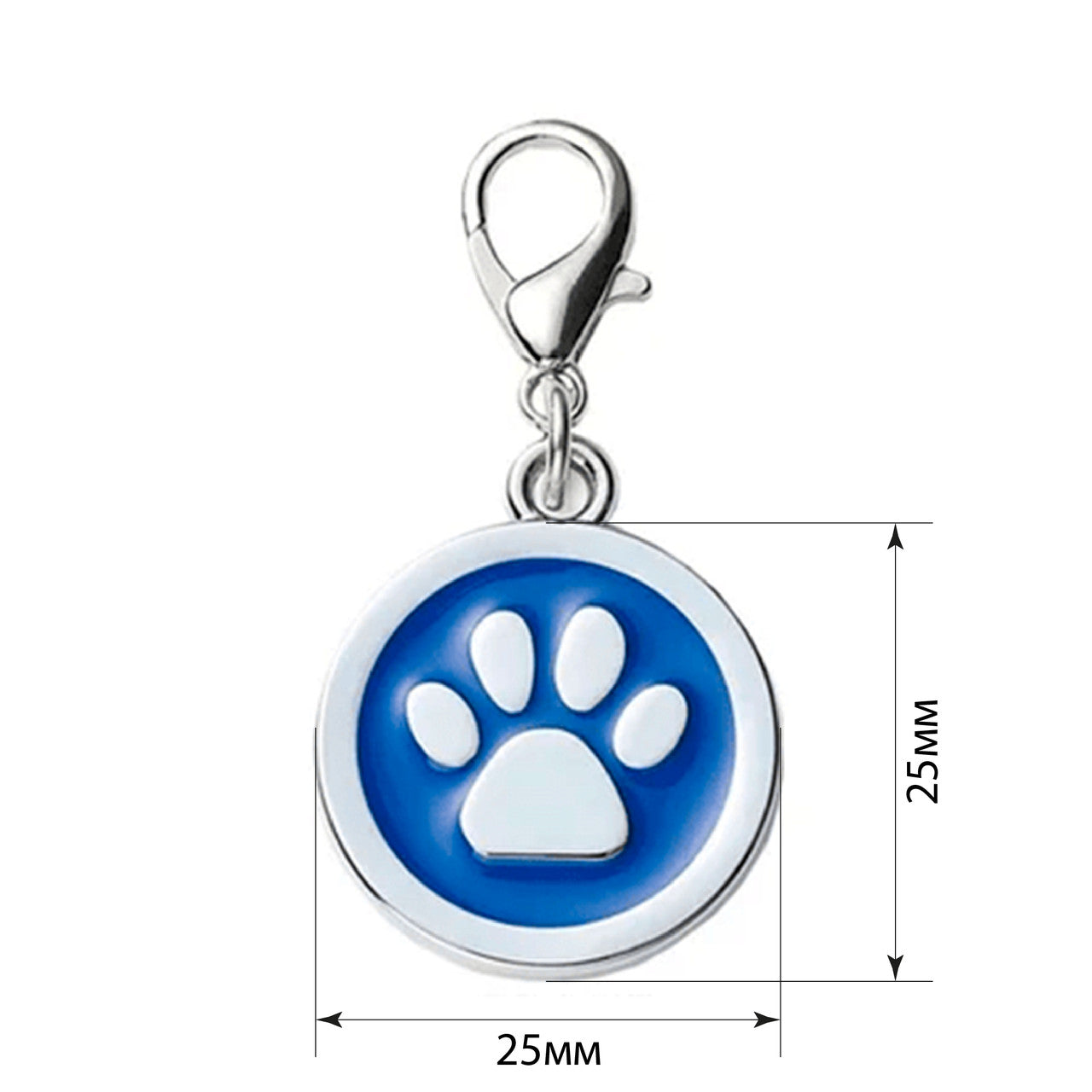 Dog ID Tag Circle Paw Native Blue 25x25mm