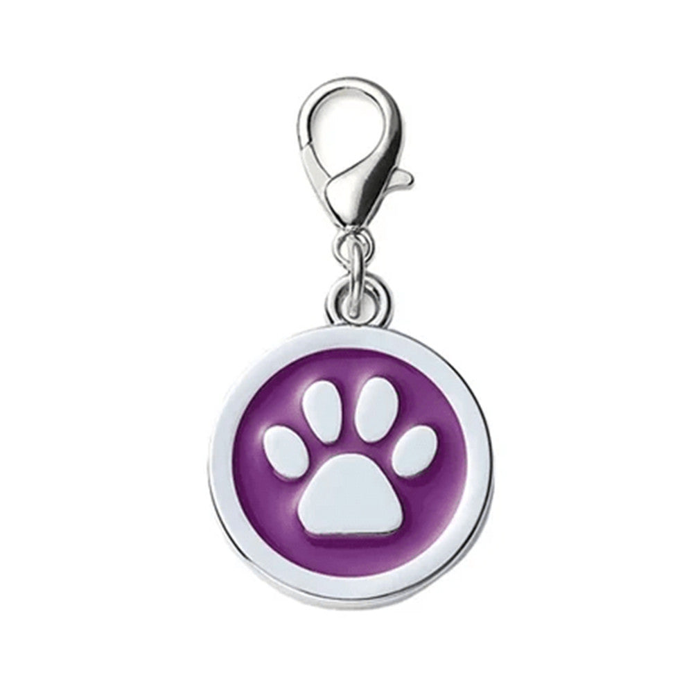 Dog ID Tag Circle Paw Purple 25x25mm