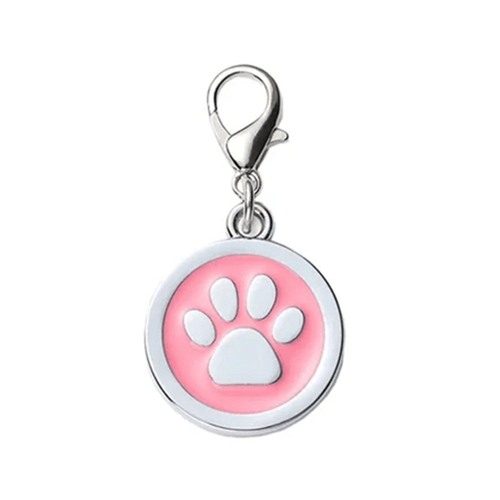 Dog ID Tag Circle Paw Rose 25x25mm