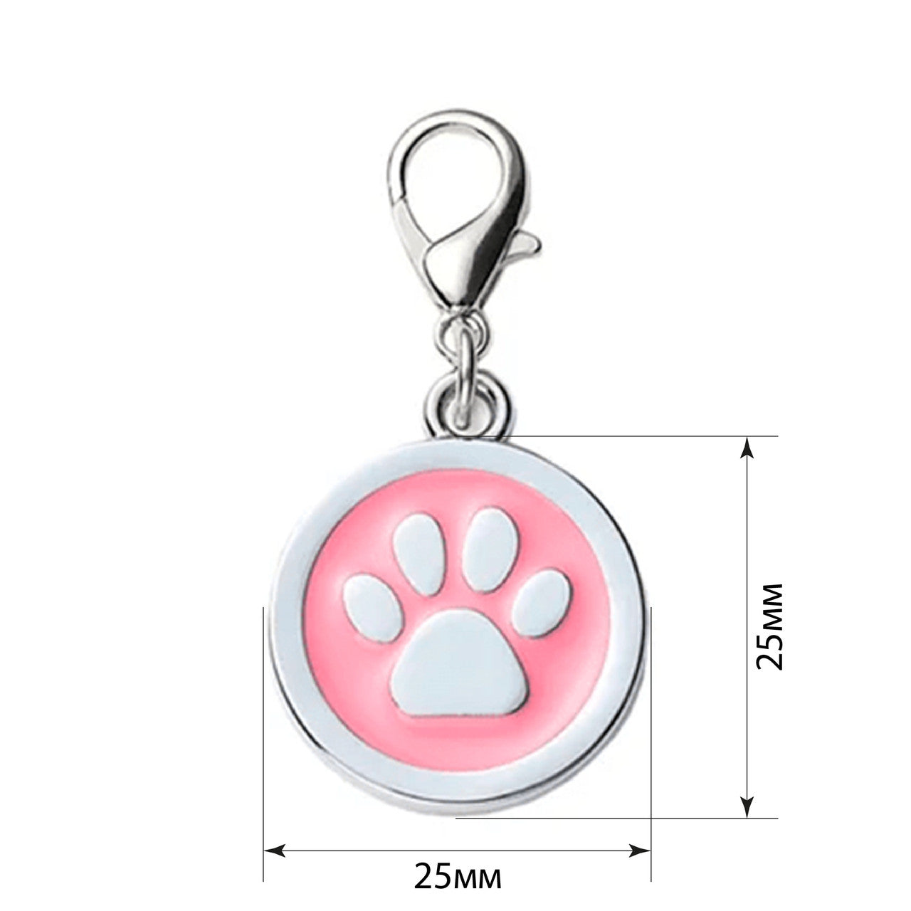 Dog ID Tag Circle Paw Rose 25x25mm
