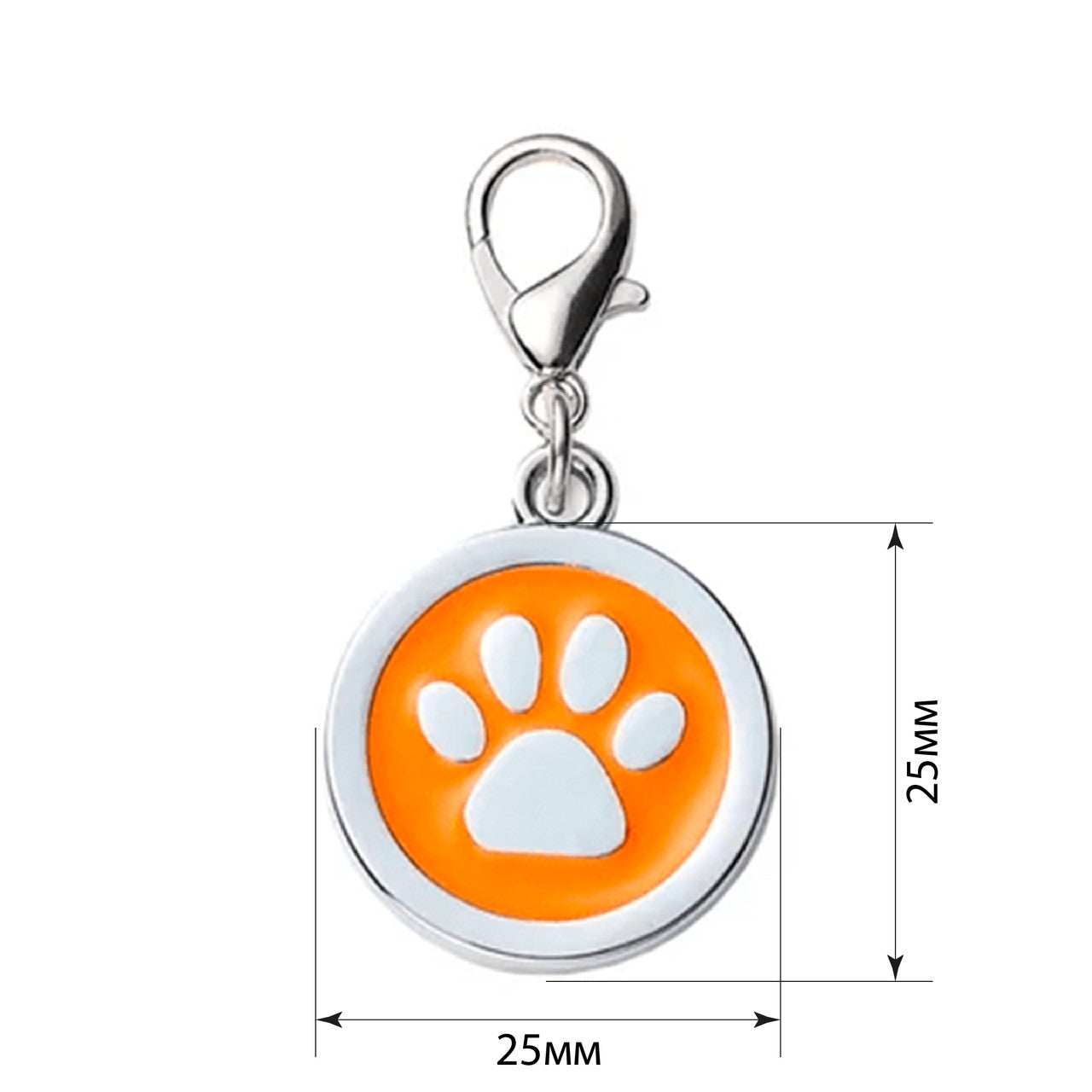 Dog ID Tag Circle Paw Yellow 25x25mm