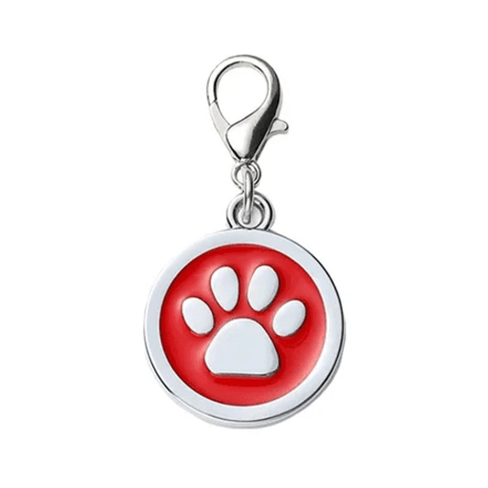 Dog ID Tag Circle Paw Red 25x25mm