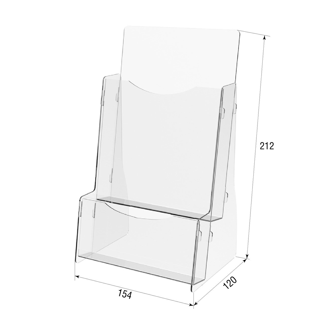 Set 2 pieces, Desktop Brochure Holder A5, Acrylic Stand For Brochures 154x120x212mm, Advertising Display Holder, Acrylic Display For Brochures, Stand For Brochures And Flyers, Acrylic Paper Holder