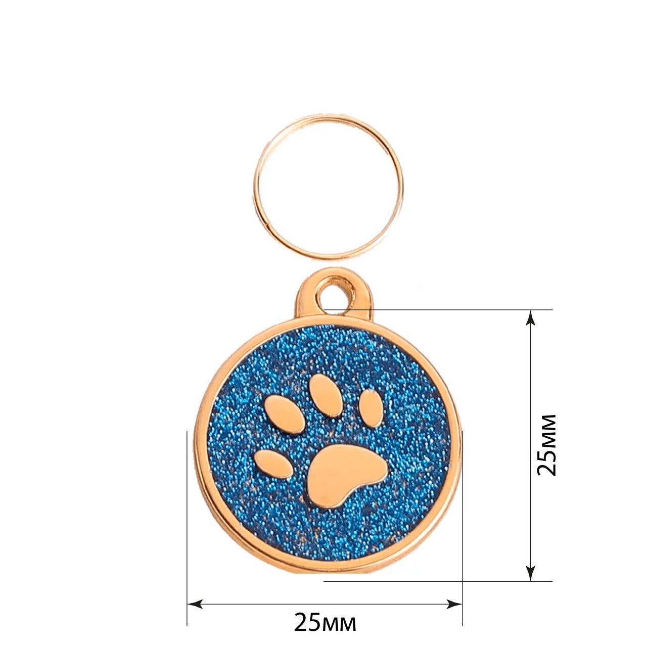 Cat ID Tag Golden Paw Blue 25x25mm