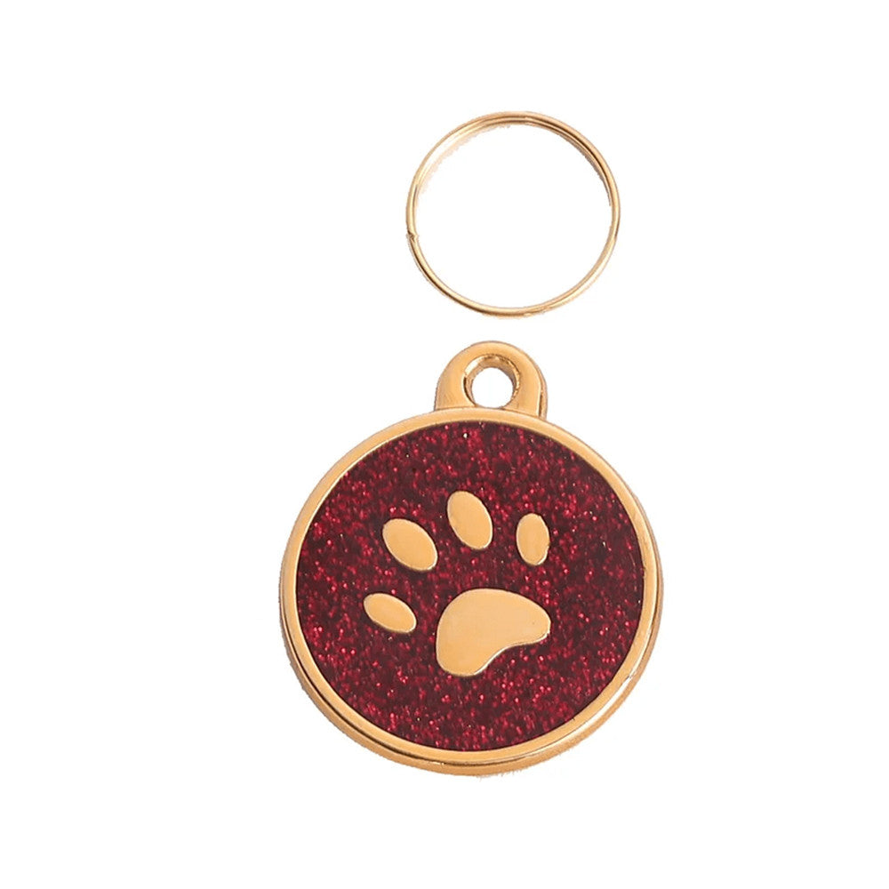 Cat ID Tag Golden Paw Red 25x25mm