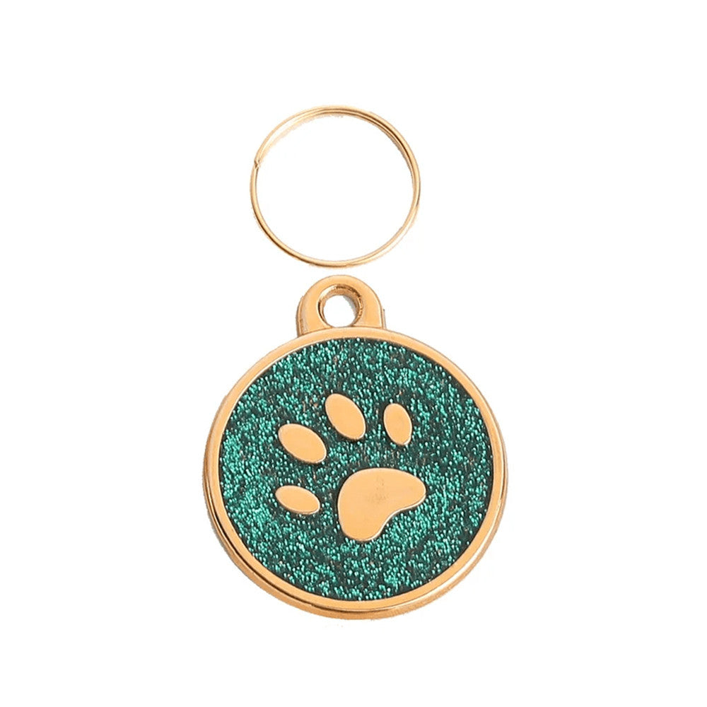 Cat ID Tag Golden Paw Green 25x25mm